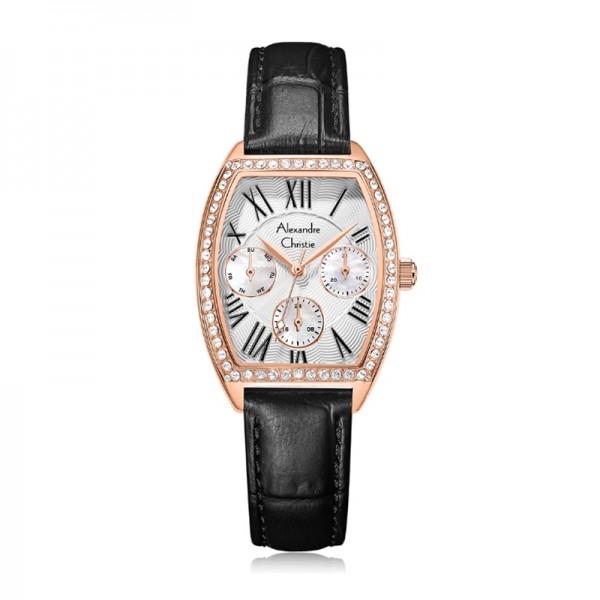 Alexandre Christie AC 2B86 Rosegold White Black Leather Lady